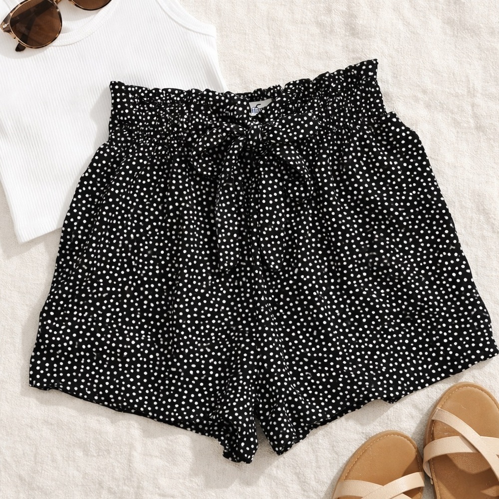 Hollister Ultra High Rise Polka Dot Shorts XS Paperbag Waist Flowy Boho